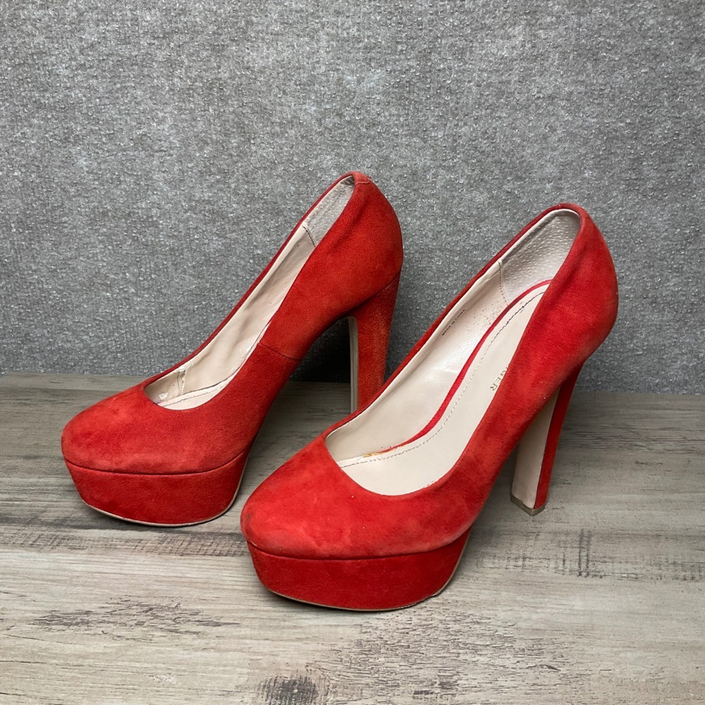 KG Kurt Geiger Red Suede Platform Pumps Star Detail High Heels Size 38 - Picture 4 of 9